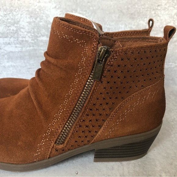 Earth Origins Ankle Boot Suede Leather Colette Cheryl Cognac Brown Size 8 - Picture 14 of 15